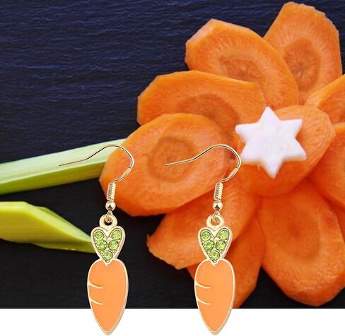 Carrot Dangle Earrings Cute Carrot Earrings Carrot Lover Jewelry Vegetable Drop Earrings Food Earrings in Saudi Arabia
