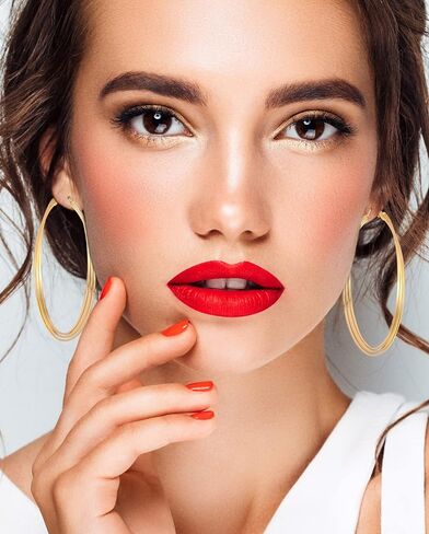 Large Gold Hoop Earrings for Women Lightweight Stainless Steel Hoops with 18K Real Gold Plated Hypoallergenic Big Circle Hoop Earrings for Women Girls in Saudi Arabia