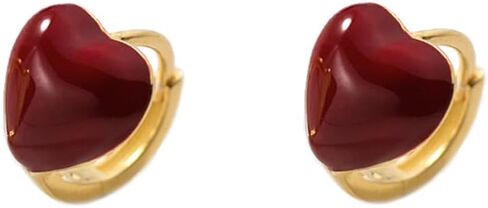 6mm Red Heart Small Hoop Earrings for Women Girls 925 Sterling Silver Tiny Hoops Cartilage Hypoallergenic Huggie Love Jewelry Cute Gifts 14k Gold Plated in Saudi Arabia