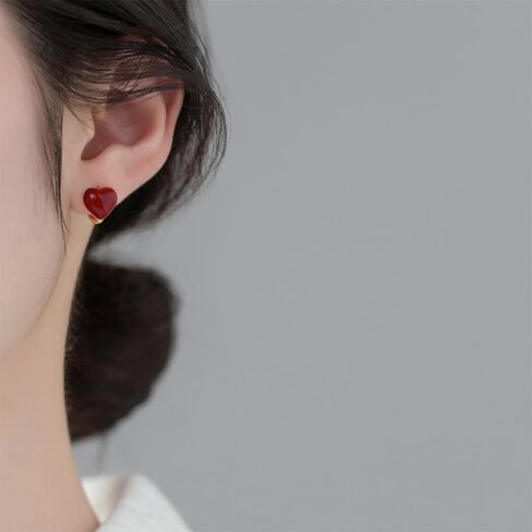 6mm Red Heart Small Hoop Earrings for Women Girls 925 Sterling Silver Tiny Hoops Cartilage Hypoallergenic Huggie Love Jewelry Cute Gifts 14k Gold Plated in Saudi Arabia