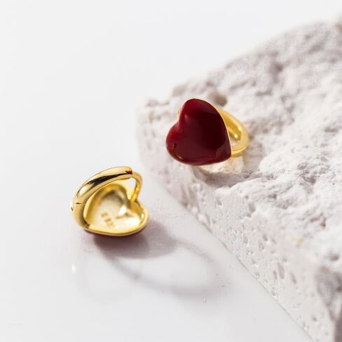 6mm Red Heart Small Hoop Earrings for Women Girls 925 Sterling Silver Tiny Hoops Cartilage Hypoallergenic Huggie Love Jewelry Cute Gifts 14k Gold Plated in Saudi Arabia