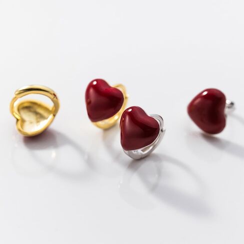6mm Red Heart Small Hoop Earrings for Women Girls 925 Sterling Silver Tiny Hoops Cartilage Hypoallergenic Huggie Love Jewelry Cute Gifts 14k Gold Plated in Saudi Arabia