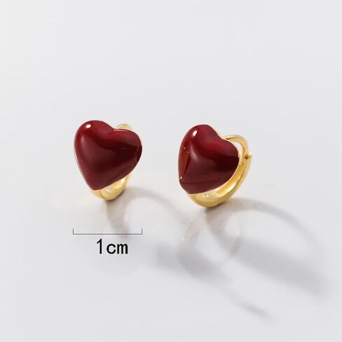 6mm Red Heart Small Hoop Earrings for Women Girls 925 Sterling Silver Tiny Hoops Cartilage Hypoallergenic Huggie Love Jewelry Cute Gifts 14k Gold Plated in Saudi Arabia