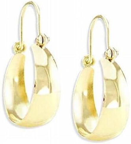 14k Yellow Gold Classic Plain Hoop Huggie Earrings 1" in Saudi Arabia