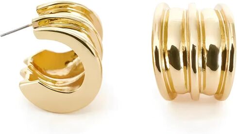 أقراط دائرية ذهبية واسعة للنساء أقراط هوجي مكتنزة 20 مم أقراط دائرية صغيرة سميكة للفتيات in Kuwait