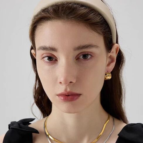 أقراط دائرية ذهبية واسعة للنساء أقراط هوجي مكتنزة 20 مم أقراط دائرية صغيرة سميكة للفتيات in Kuwait