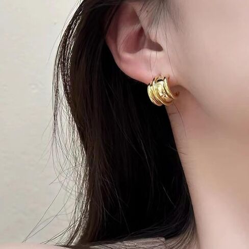 أقراط دائرية ذهبية واسعة للنساء أقراط هوجي مكتنزة 20 مم أقراط دائرية صغيرة سميكة للفتيات in Kuwait