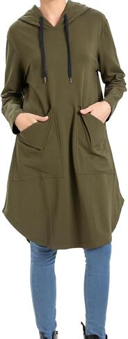 Minibee Women's Hoodies Oversized Sweatshirt Dress Long Sleeve Casual Tunic Pullover With Pockets in Saudi Arabia