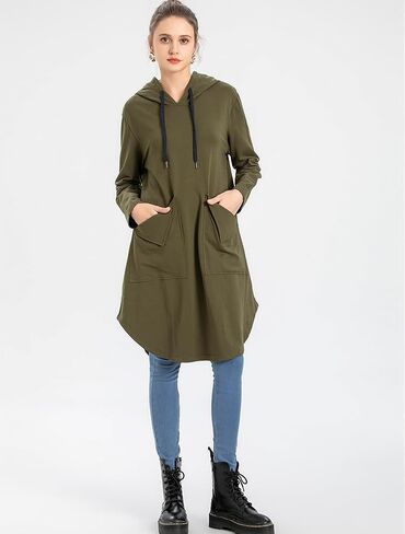 Minibee Women's Hoodies Oversized Sweatshirt Dress Long Sleeve Casual Tunic Pullover With Pockets in Saudi Arabia