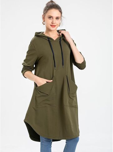 Minibee Women's Hoodies Oversized Sweatshirt Dress Long Sleeve Casual Tunic Pullover With Pockets in Saudi Arabia
