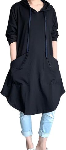 Minibee Women's Hoodies Oversized Sweatshirt Dress Long Sleeve Casual Tunic Pullover With Pockets in Saudi Arabia