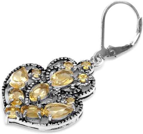 Silvershake Genuine Gemstone 925 Sterling Silver Elegant Victorian Boho Style Leverback Drop Earrings Jewelry for Women in Saudi Arabia