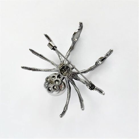 Black Spider Rhinestone Pearl Insect Brooch Fashion Women Rhinestone Faux Pearl Spider Brooch Pin Corsage Lapel Jewelry Gift Men Accessorie DIY in Kuwait