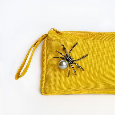 Black Spider Rhinestone Pearl Insect Brooch Fashion Women Rhinestone Faux Pearl Spider Brooch Pin Corsage Lapel Jewelry Gift Men Accessorie DIY in Kuwait