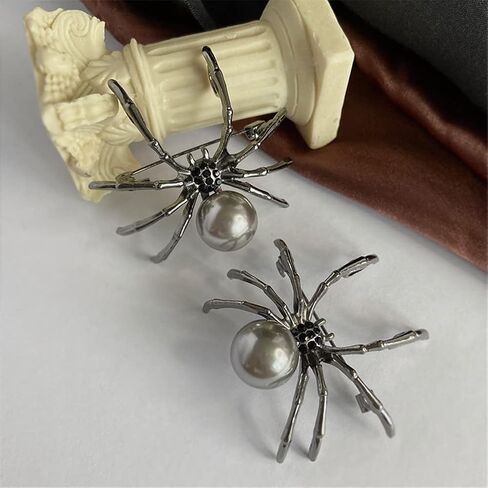 Black Spider Rhinestone Pearl Insect Brooch Fashion Women Rhinestone Faux Pearl Spider Brooch Pin Corsage Lapel Jewelry Gift Men Accessorie DIY in Kuwait
