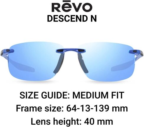 Revo Sunglasses Descend N: Polarized Lens Filters UV, Rimless Rectangle Frame in Saudi Arabia