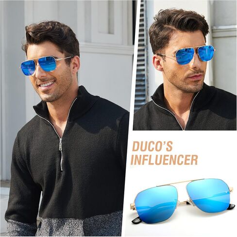 DUCO Retro Aviator Sunglasses for Mens Womens Semi-Rimless Non-Polarized Trendy Sun Glasses Metal Frame for Driving DC3035 in Saudi Arabia
