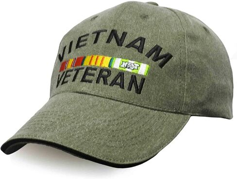 Vietnam Veteran Hat with Embroidered Ribbons Olive Drab in Saudi Arabia