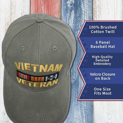 Vietnam Veteran Hat with Embroidered Ribbons Olive Drab in Saudi Arabia