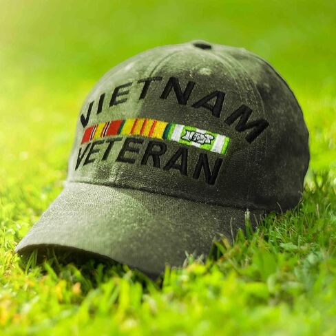 Vietnam Veteran Hat with Embroidered Ribbons Olive Drab in Saudi Arabia