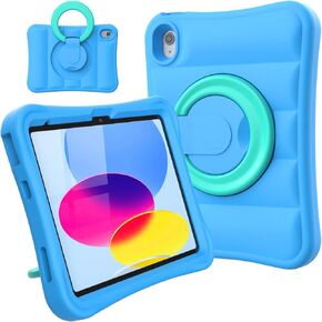 Kids Case for iPad 10th Generation 10.9 inch – Lightweight Rotating Stand Folding Handle Rugged Cover for Apple ipad 10 Gen Girls Boys, Pink in Kuwait