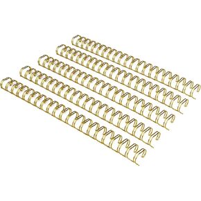 RAYSON Double Loop Wire Binding Spines, 3/8 Inch, 21 Holes, 2:1 Pitch, Binding Capacity 15-50 Sheets, Letter Size, Golden, Pack of 100