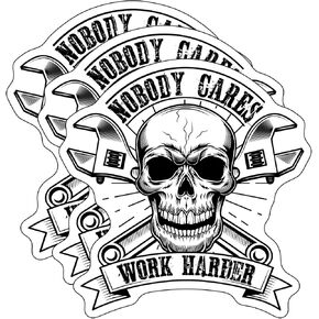 (3PCs) Nobody Cares Work Harder Hard Hat Stickers for Tool Box, Helmet, Funny Stickers for Adults, Vinyl and Waterproof Decals for Mechanics, Electricians, Union, Oilfield, Construction, Welders