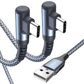 sweguard USB Type C Charger Cable Right Angle [2-Pack,10FT] iPhone 15 Charger Nylon Braided Cord for iPhone 16 15 Pro Max Samsung Galaxy S24 S23 S22 S21 S20 S10 S9 Note A15 A55 Flip Pixel LG Moto PS5