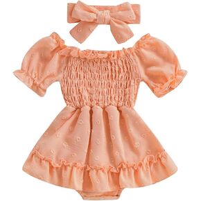 Baby Girl Dress Romper Newborn Ruffle Smocked Iine Onesie Tutu Dress Bodysuit Backless Summer Outfit