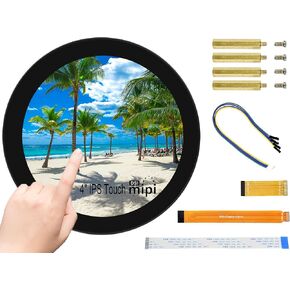 Waveshare 4inch DSI Round Touch Display 720 × 720 Resolution, 10-Point Capacitive Touch IPS Display Screen Compatible with Raspberry Pi 5/Pi 4B/3B+/3A+, Compute Module 4/Compute Module 3+/CM3