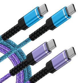 USB C to USB C Cable 60W Fast Charging for iPhone 16 Pro Max/16 Plus/16 Pro/16,15 Pro Max, 2 Pack 6ft Braided Type C Car Charger Cord Android Phone Power Cord for Samsung Galaxy S24 A15 A35 S23 Ultra