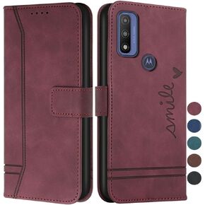 Wallet Case for Moto G Pure, Moto G Pure Case with Card Holder Leather Flip Case with Kickstand Magnetic Full Protection Compatible with Motorola Moto G Pure Smile Black