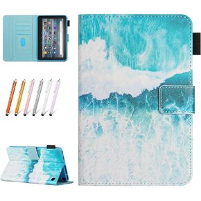Case for All-New Amazon Fire 7 Tablet (Only fit 12th Generation, 2022 Release), Fire 7 Tablet Case, Premium PU Leather Stand Cover with Smart Auto Wake/Sleep, Purple Marble