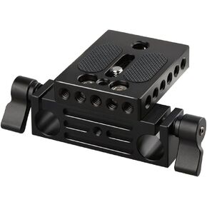 CAMVATE Camera Baseplate with 15mm Railblock for DSLR Rig 15mm Rod Rail Support System - 1236