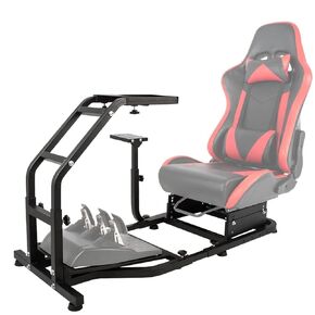تصميم Hottoby Racing Simulator Cockpit بدون عائق لكلا الساقين يناسب Logitech/Thrustmaster G29، G920، G923، G25 & T300RS، T80 حامل عجلة قيادة متعدد المستويات، بدون مقعد دواسة فرامل اليد