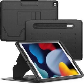 HXCASEAC Strong Magnetic Case for iPad 9th 8th 7th Generation 10.2 inch, Protective Cover with Auto Wake/Sleep, Multi-Angle Stand, Pencil Holder, Card Slots for iPad 9th Gen Case (Red)