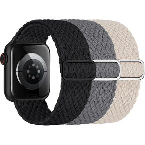 3 Pack Braided Solo Loop for Apple Watch Band 41mm 45mm 44mm 40mm 49mm 42mm 38m Elastic Band Braided Nylon Sport Strap for iWatch SE 2 SE Series 9 8 7 6 5 4 3 Men Women