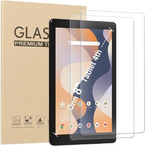 DMLuna [2-Pack] Screen Protector for Onn 8" Tablet 2024 Release (Model: 100135923) 4th Generation, HD Tempered Glass Anti-Fingerprints Bubble-Free Easy Installation 9H Hardness