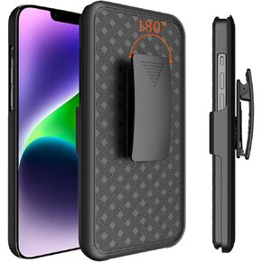 for iPhone 15 Holster Case, Combo Shell Slim Rugged for iPhone 15 Case Cover with Kickstand, Swivel Belt Clip Holster Shockproof Protective Cover 2023 Release, Black