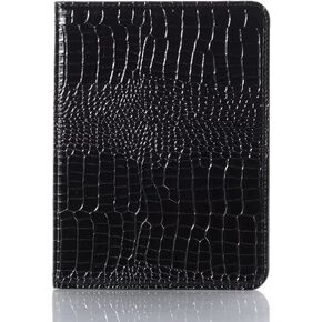 Compatible with iPad 10th Generation 10.9 inch 2022 Case for Women, DMaos Crocodile Synthetic Leather Folio Smart Cover with Card Pencil Holder, Auto Sleep Wake - Black