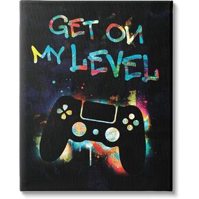 Stupell Industries Get On My Level Gaming Controller Neon Paint Splatter Canvas Wall Art, Design By Victoria Barnes