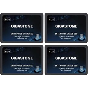 Gigastone Enterprise SSD 512GB NAS SSD Drive Cache (4-Pack) 24/7 Durable TLC High Endurance Business Server Data Center RAID Network Attached Storage 2.5" SATA Internal Solid State Hard Drives