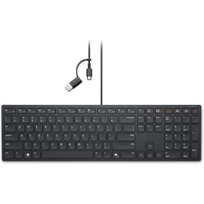Dell KB525C Wired Collaboration Keyboard - USB-C & USB-A Versatile connectivity, 15 Programmable Shortcuts Keys, Collaboration Keys - Zoom & Microsoft Teams, Copilot Key, Silent Keys - Black