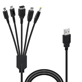 Mcbazel 5 in 1 USB Charging Cable Data Transfer Cable for Nintendo DS Lite/NDS/New 3DS XL/New 3DS/3DS XL/3DS/2DS/DSi XL/Wii U/GBA SP/PSP 1000/2000/3000