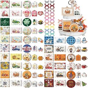 101 Pcs Interchangeable Seasonal Tiered Tray Decor Set Farmhouse Holiday Tiered Tray Decorations Interchangeable Tabletop Tray Decor for Holiday Seasonal Home Decoration Kitchen