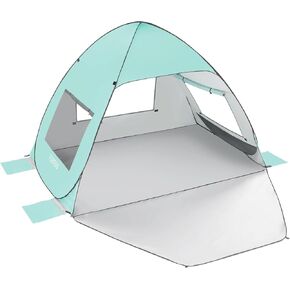 TOBTOS Beach Tent Sun Shelter for 2-3 Person, UPF 50+ UV Protection Beach Canopy, Easy Setup Cabana Portable Beach Shade Tent with Extendable Floor - Blue