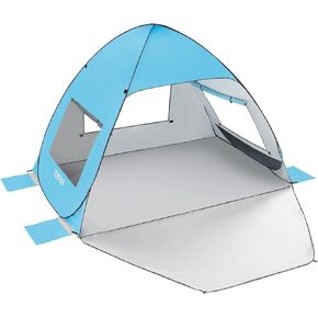 TOBTOS Beach Tent Sun Shelter for 2-3 Person, UPF 50+ UV Protection Beach Canopy, Easy Setup Cabana Portable Beach Shade Tent with Extendable Floor - Blue