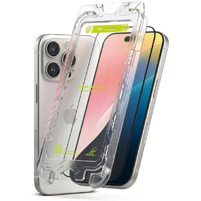 Ringke Easy Slide Tempered Glass [Super Easy to Install] Compatible with iPhone 16 Pro Max Screen Protector, Case Friendly Shatterproof Premium 9H Hardness - 2 Pack