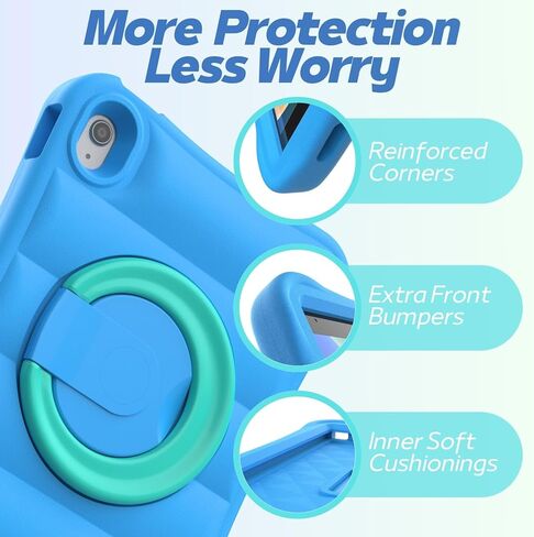 Kids Case for iPad 10th Generation 10.9 inch – Lightweight Rotating Stand Folding Handle Rugged Cover for Apple ipad 10 Gen Girls Boys, Pink in Kuwait