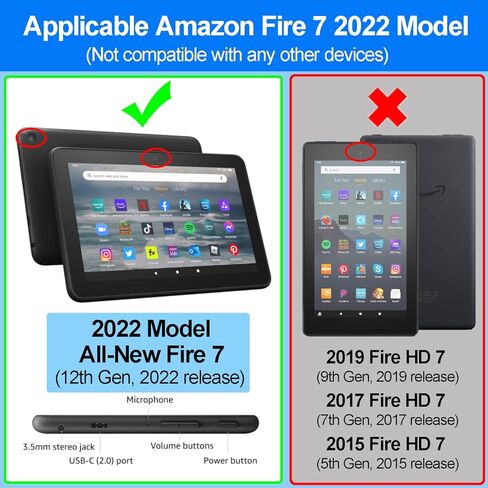 حافظة تابلت Fire 7 الجديدة كليًا، الجيل الثاني عشر مقاس 7 بوصات (إصدار 2022)، حافظة تابلت Fire 7 للأطفال، غطاء تابلت مضاد للانزلاق وممتص للصدمات خفيف الوزن لجهاز تابلت أمازون كيندل فاير 7، أزرق in Kuwait